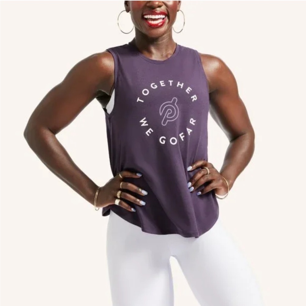 NWT Peloton Heathered Purple Muscle Tee with Motivational Print